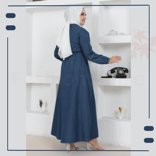 FashionSense Dark Blue Hijab Abaya For Women