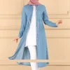 FashionSense Light Blue Denim Coat for Women - Stylish Outerwear for All Seasons