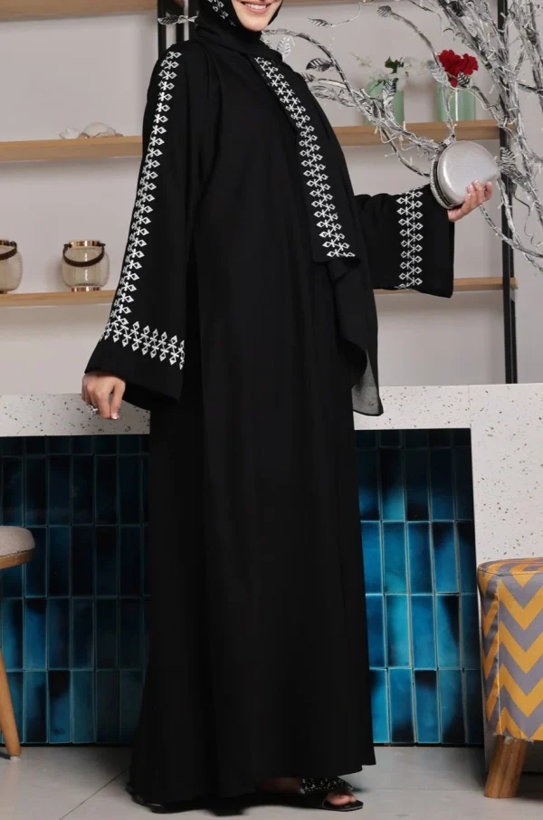 Front Open Embroidered Abaya